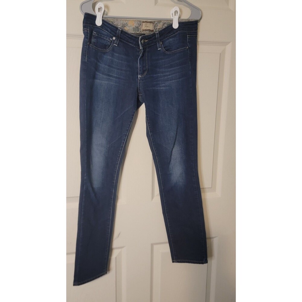 Paige Skyline Dark Wash Ankle Peg Jeans Size 28 Skinny Mid-Rise Denim